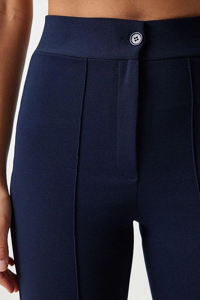 BLG SPORTS WEAR Navy Blue High Waist Lycra Knitted Pants
