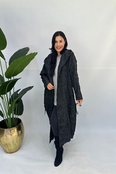 GÖKSEL Black Long Plus Size Coat