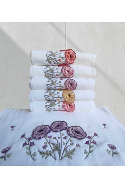 GONCA TEKSTİL Gelincik Kadife 3 D  6 adet 50x90 cm  Yüz Havlusu