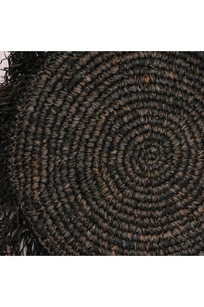 Mylamp 40x40 cm tricotat negru natural în două sensuri - pernă din rafie (63 cm cu franjuri)