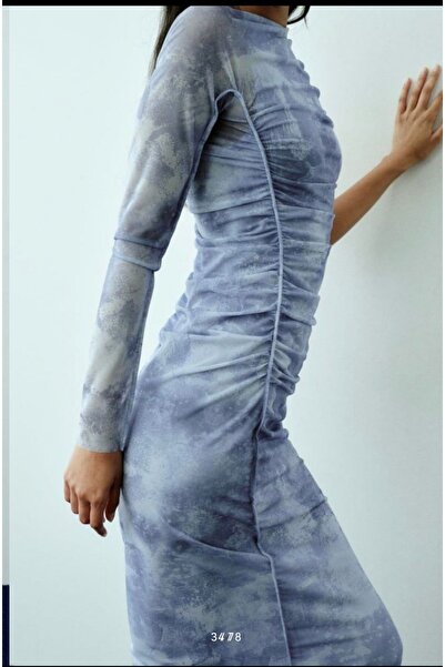 Butik ALLBUCKS ZA RA Asimetrik Tek Kol Maksi Uzun Astarlı Tül Elbise ABZRA0007