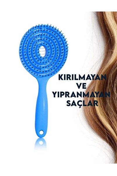 SEVRU Perie de păr profesională 3D - Pieptene oval flexibil, ALBASTRU