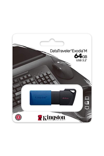 Kingston Kıngston 64Gb Usb3.2 Gen 1 Datatraveler Exodıa M (Black + Blue)   Dt...