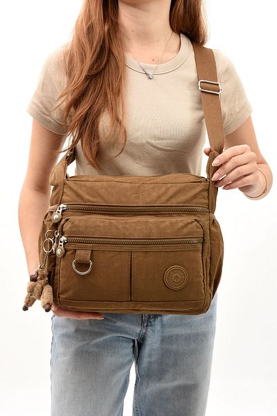 Alanç Gift Чанта Kılinkır Messenger, ултра лека, водоустойчива, платнена, кафява, с много джобове, през рамо