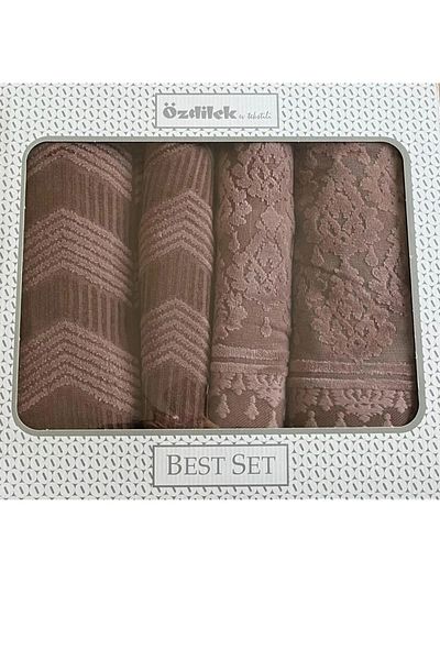 Özdilek Coffee Color 4 Piece Özdilek Tapetto Καλύτερο Σετ Τουρκικού Μπάνιου