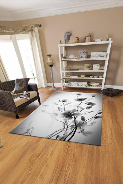 MODANOİVA Dijital Baskılı Gül Desenli  Makinada Yıkanabilir Salon ve Yolluk H...