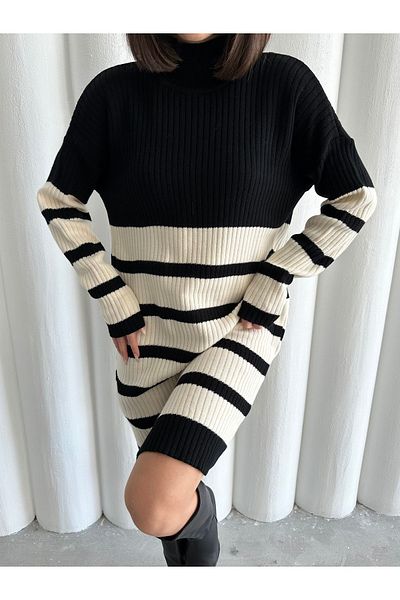 NATUFIAN STORE Rochie de damă cu dungi lungi midi tricotaje