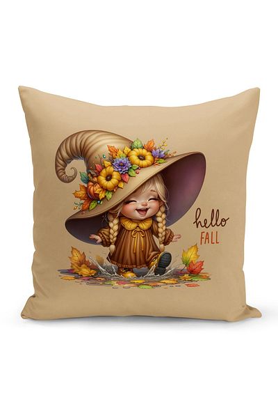 Bertille Home Есенна серия - Двустранна дигитален печат на калъфка за възглавница (Калъфка за възглавница за Хелоуин Yazkış)