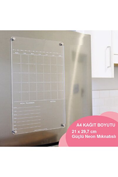 tsddekorasyon Notlu Manyetik Akrilik Haftalık Buzdolabı Takvimi | Mutfak Düzenleme Panosu  | Planlayıcı