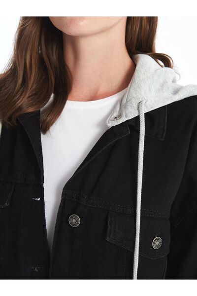 LC Waikiki XSIDE Kapüşonlu Kadın Jean Ceket