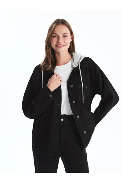 LC Waikiki XSIDE Kapüşonlu Kadın Jean Ceket