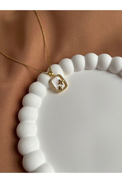 Alexis Carrel Steel Zircon Stone North Star Detailed Plate Necklace
