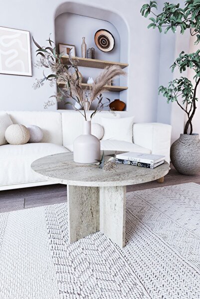 OBİ Atölye NOVA Tekli Orta Sehpa, İskandinav Stil, Bohem, 72 cm - Traverten