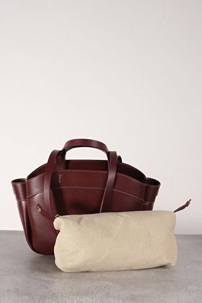Çantacımstore Claret Red Leather Women's Tote Bag - 2109 Model