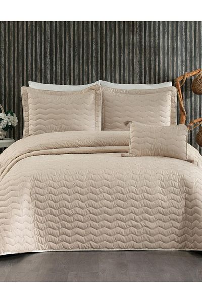 Lori Maria Double 4 Piece Bedspread Set - 250x260 Beige