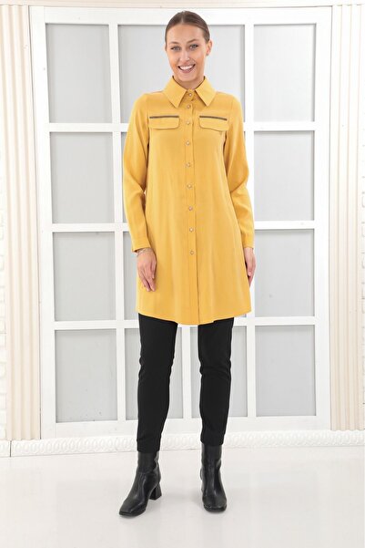 Wazze Süs Cep Detaylı Düğmeli Tunik