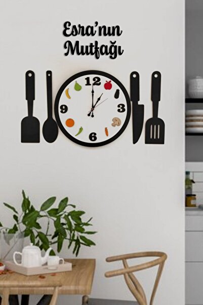 AHŞAP HEDİYENİZ İsimli Kişiye Özel Dekoratif Mutfak Saati