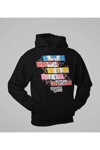 SEVBANO Sonic the Hedgehog Unisex Oversize Striped Movie Hoodie