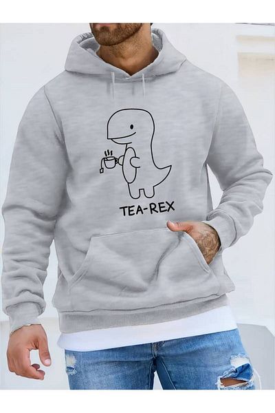 Machetta Χειμερινό φούτερ με κουκούλα Tea-Rex Printed Unisex Oversize - 3 κλωστές 100% βαμβάκι