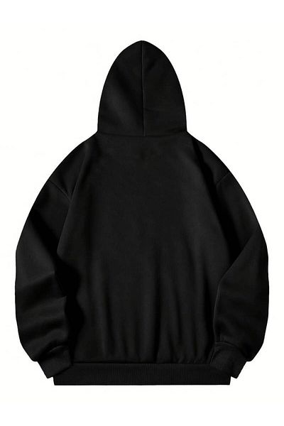 Machetta Hanorac de iarnă oversize unisex cu imprimeu Dolunay Wolf - 3 fire 100% bumbac, hanorac cu glugă