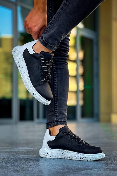 BZ Moda B-X500 Pantofi sport pentru bărbați, cu șireturi, talpă ortopedică specială, BT negru/alb