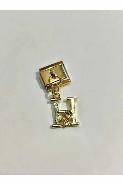 AseLJewellery H Letter Italian Charm - Flexible Bracelet, Gold Astronaut Detailed