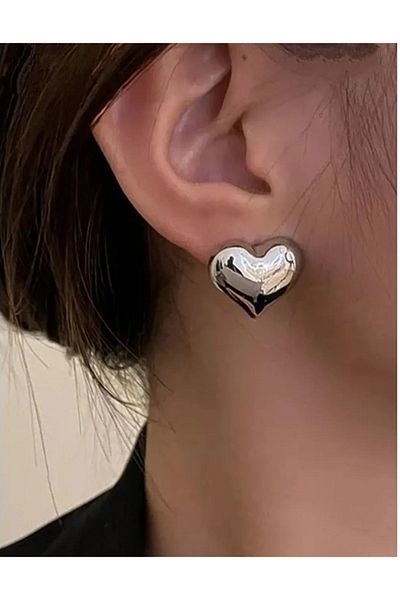 mos&more Heart Look Silver Earrings