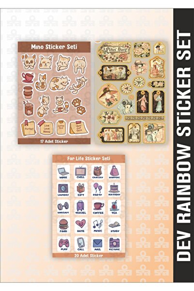 Sticker Adresim Dev Rainbow Sticker Seti Planner - Ajanda -Bullet Journal Bilgisayar Telefon İçin Uygun