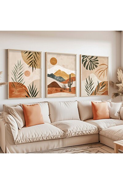 STARYUNA Pictură boho din 3 piese cu cadru din lemn Yuna40