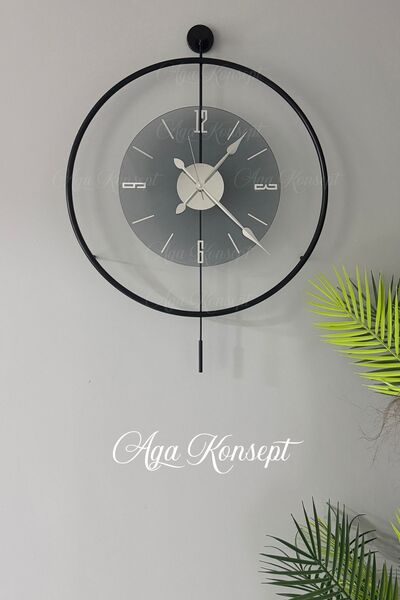 AGA KONSEPT Füme Luxe Tiktok Orta Boy Siyah Modern Dekoratif Metal Duvar Saati