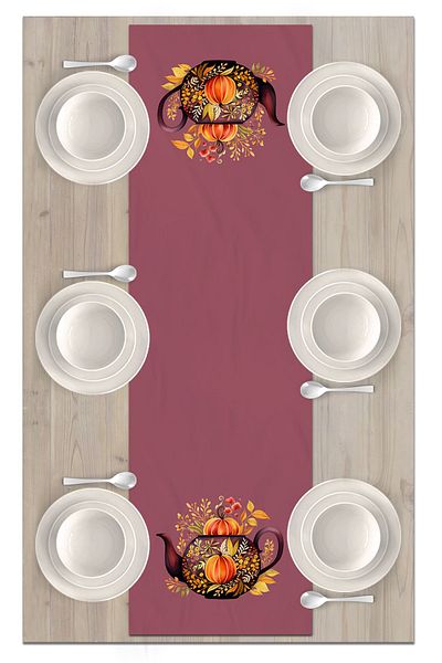 Bertille Home Seria de toamnă - Runner imprimat digital 140x40 cm (toamna de Halloween)