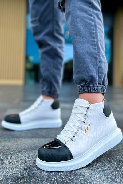 BZ Moda B267 Ανδρικές αθλητικές μπότες Roman Mirror - Ορθοπεδική σόλα, με κορδόνια casual δερμάτινες μπότες CBT Λευκό/Ανθρακί
