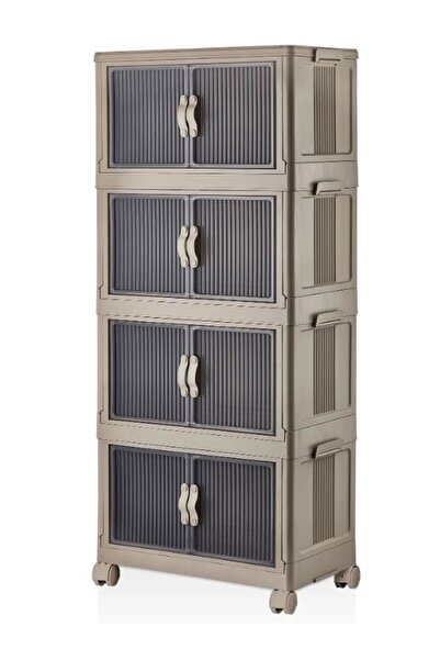 Dükkanönü Çok Amaçlı Katlanır Portatif Taşınabilir Tekerlekli 4 Katlı Banyo M...