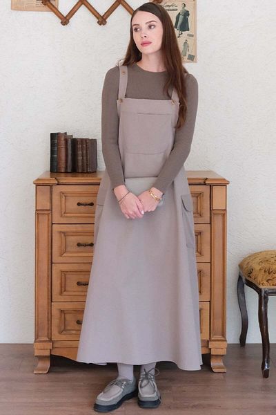 Ceylan Otantik Mink Colored Linen Skirted Striped Knitwear Body