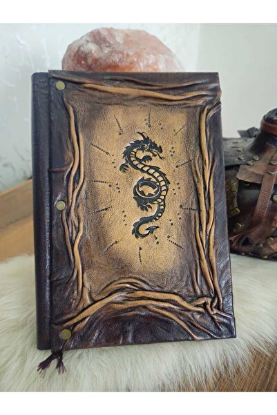 Legend Deri Hakiki Deri Italyan Baskili Özel Desen Ejderha Dragon El Yapımı D...