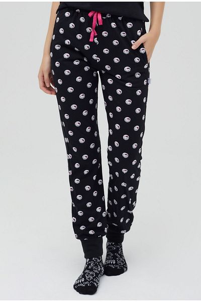 Hello Kitty Licensed Printed Black Women's 100% Cotton Sweatpants-Pyjama-Pants Roz-257/A