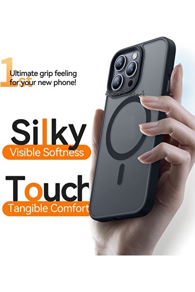 m.tk moveteck İphone 16 Pro Max Kılıf Mat Magsafe Şarj Özellikli Darbe Önleyici Hassas Buton Renkli Yumuşak Kenar