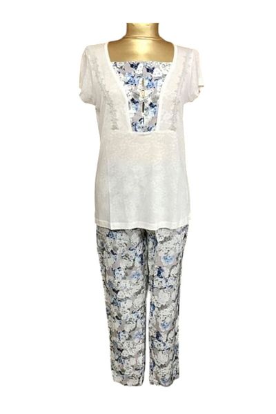 Tuba Short Sleeve Pajama Set -7241Ecru