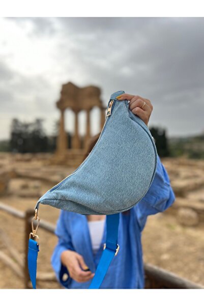 Wagna Luna Denim Kadın Omuz Çantası Saks Mavi Askılı Günlük Çanta