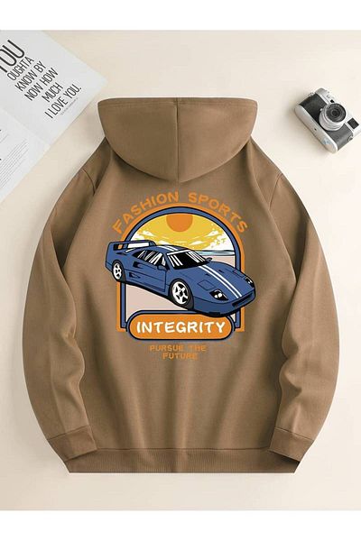 Keywest Unisex Fashion - Sports Printed Oversize Winter Hoodie, Φούτερ με κουκούλα 3 κλωστών 100% βαμβάκι