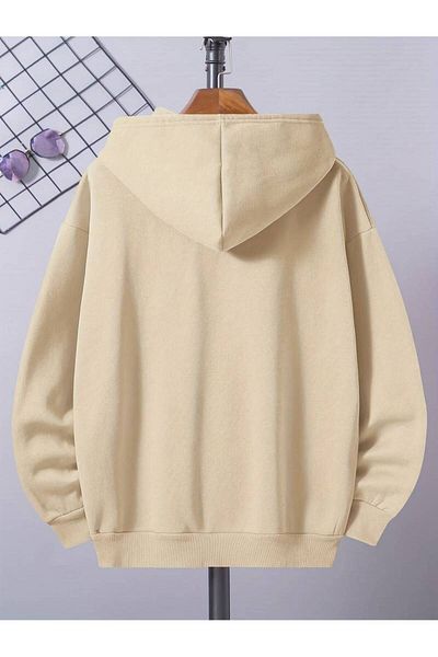 Keywest Γλυπτό και λουλούδια με στάμπα Unisex Oversize Winter Hoodie - Φούτερ με κουκούλα 3 κλωστών 100% βαμβάκι