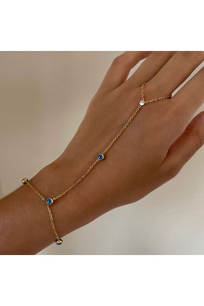 nerora Gold Evil Eye Beaded Stainless Steel Şahmeran