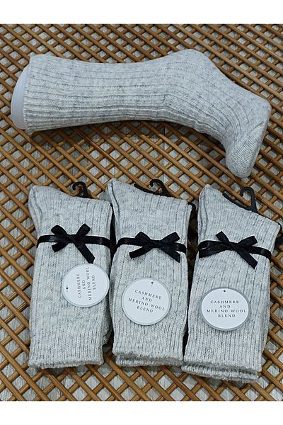 Rocks For Wool Cashmere Women's Socks - 3 Pairs Socks Set