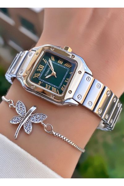 Homies Yellow Silver Colored Waterproof Women's Wristwatch and Bracelet Gift