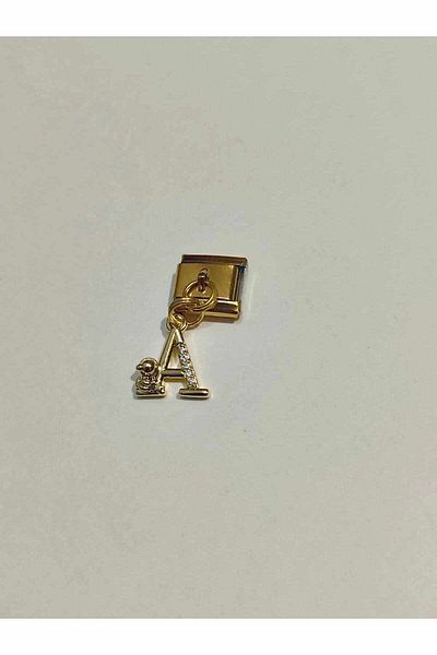 AseLJewellery Stretchy Bracelet - Letter a Italian Charm, Gold Color Astronaut