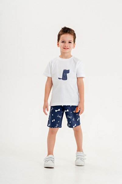 Mışıl Kids Dog Printed Boy's Shorts - T-Shirt Set