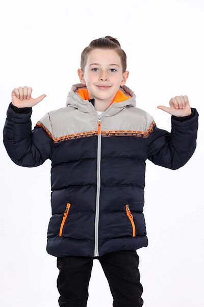 VODENS Boy's Water Repellent Dark Blue Jacket with Fleece Inner Thick Pieces