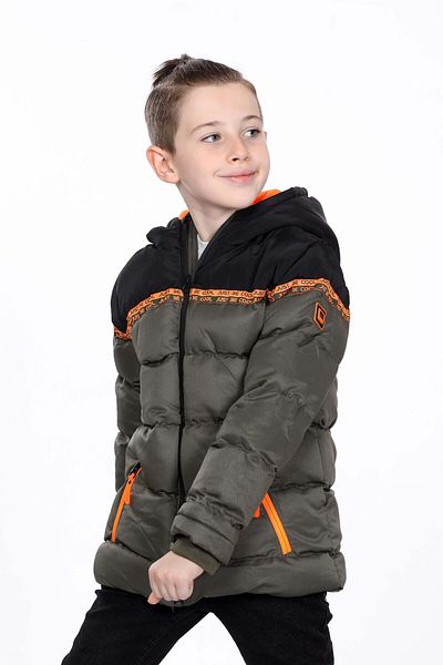VODENS Palton interior fleece pentru băieți, cu bucăți groase, hidrofugă, kaki
