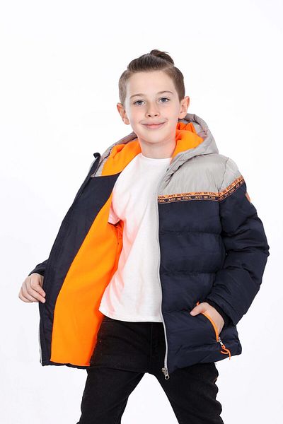 VODENS Boy's Water Repellent Dark Blue Jacket with Fleece Inner Thick Pieces
