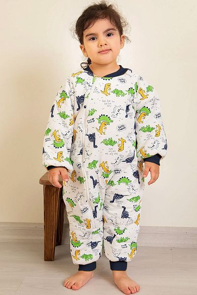 Mika Bebek & Çocuk Navy Blue Piping Dinosaur Patterned Boy's Sleeping Bag